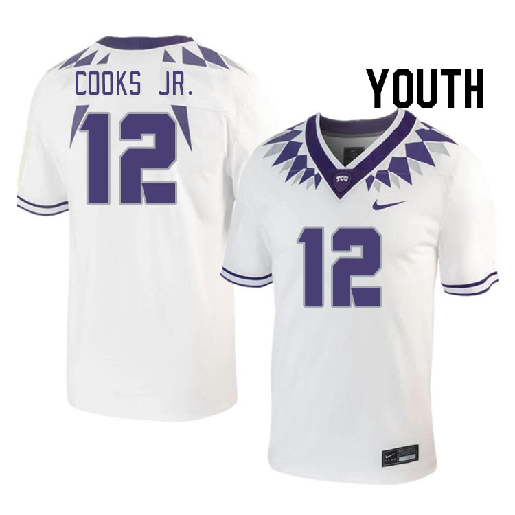 Youth #12 Terrence Cooks Jr. TCU Horned Frogs 2023 College Footbal Jerseys Stitched-White